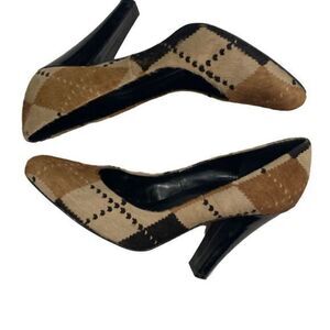 Steve Madden Evanti Genuine Leather Argyle Pump Shoes Size 10M